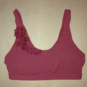 Maroon Embroidered Sports Bra